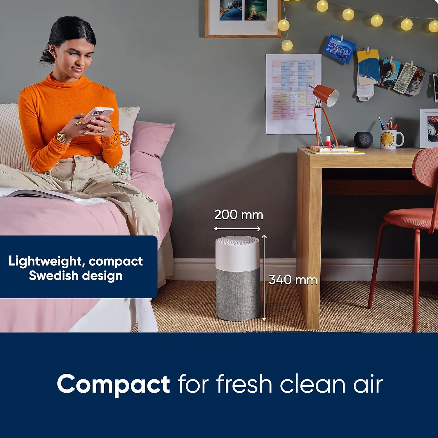 Blueair - تصفیه کننده هوا 511 آبی خالص ، فیلتر ترکیبی هپازیلنت، از بین بردن ذرات 99.97 ٪